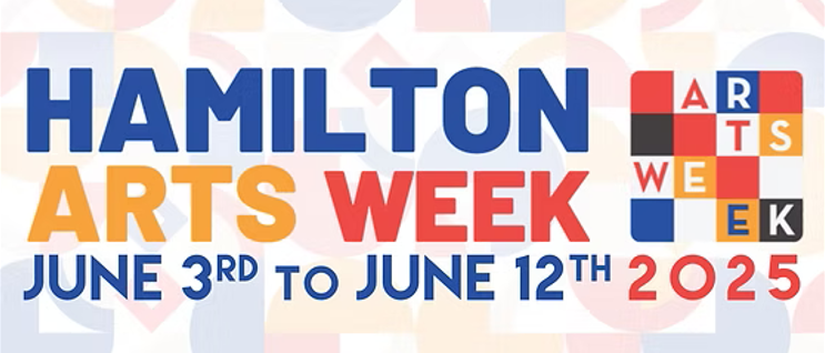 Hamilton Arts Week logo, text June 3 to 12, 2025