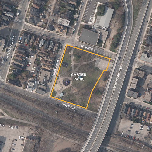 Aerial view map showing Carter Park