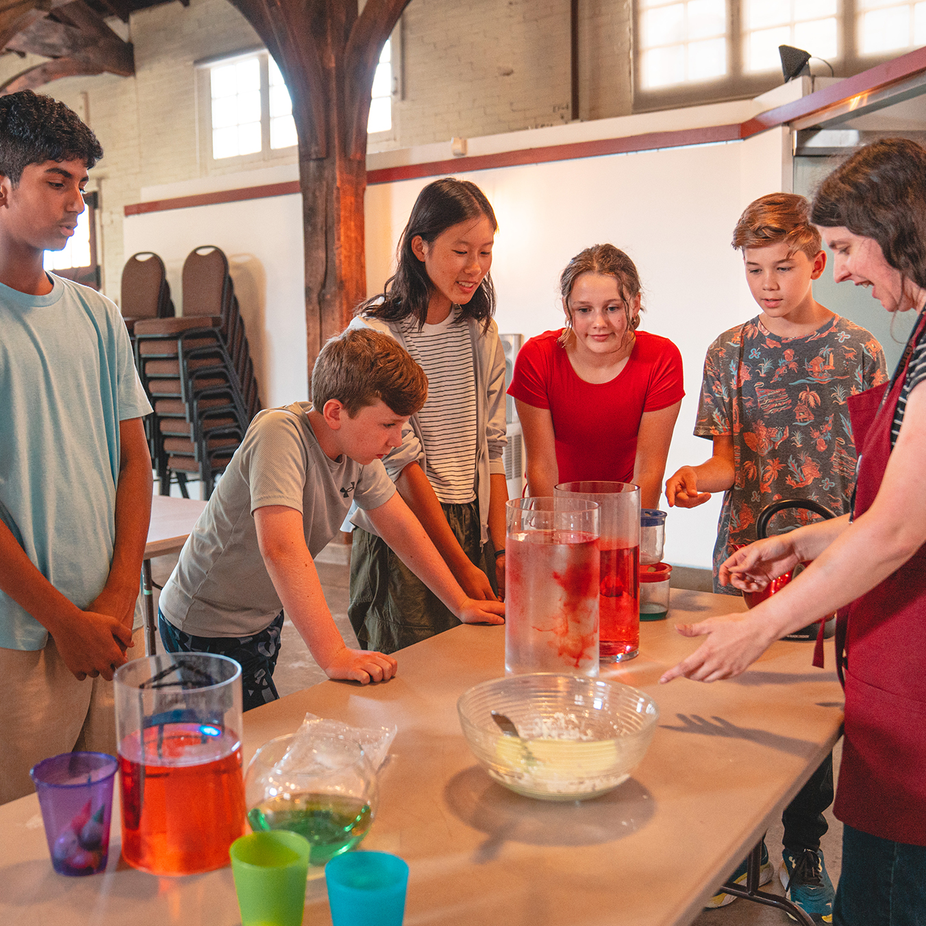 kids participating in steam event