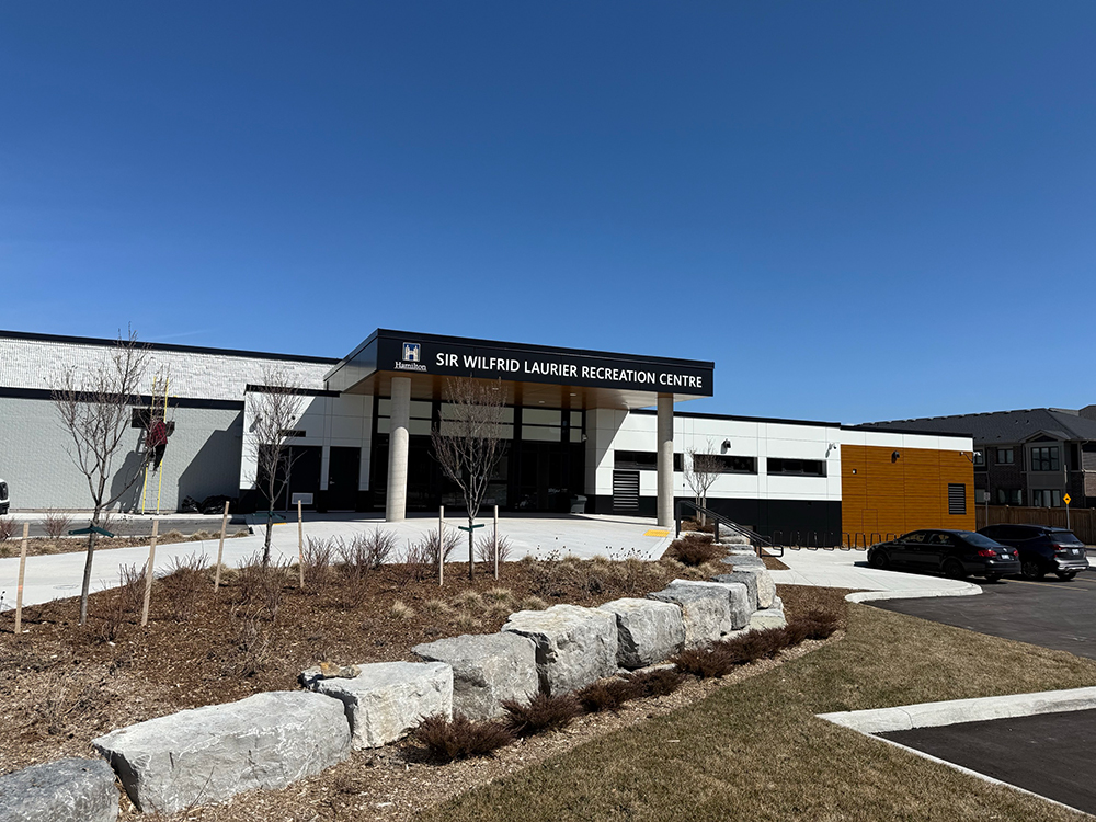 Exterior of Sir Wilfrid Laurier Recreation Centre showing new gym expansion