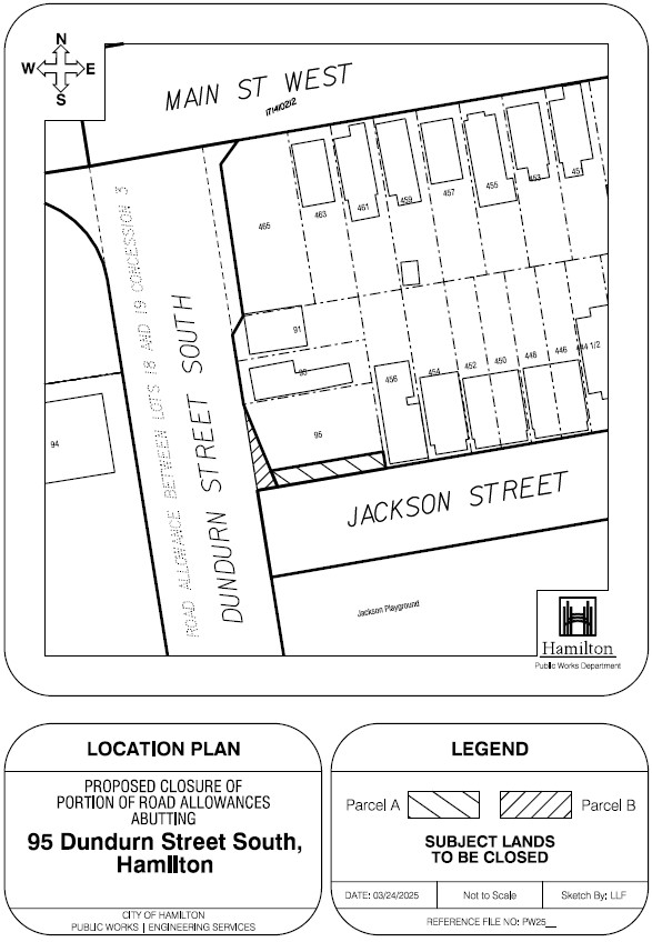Location map for landing abutting 95 Dundurn Street South, Hamilton