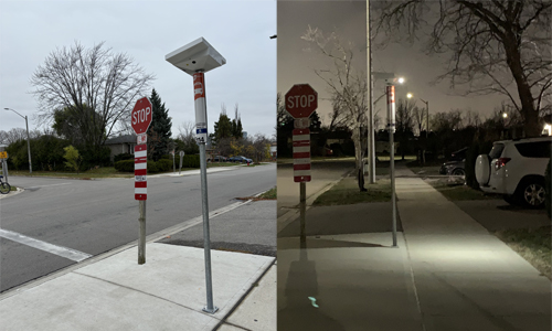 at-stop lighting at during the day and at night