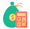 bag with a dollar sign next to a clculator