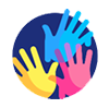 multi-colour hands in a circle