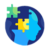 illustration puzzle pieces on a blue coloured human head
