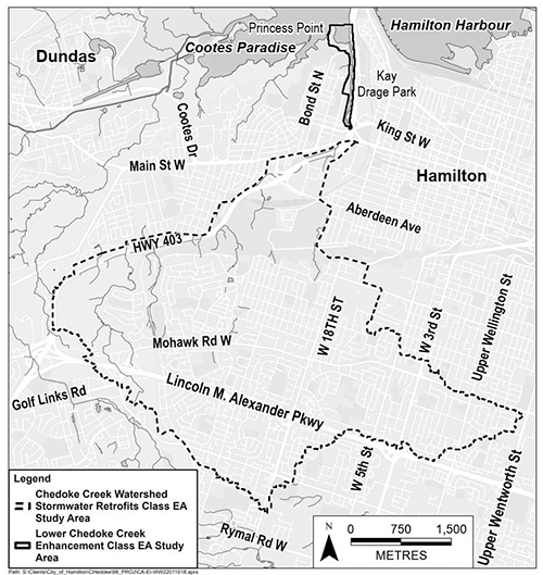 map of chedoke creek area