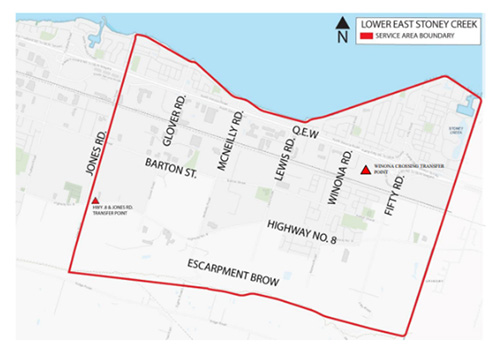 Trans-cab lower east stoney creek service map