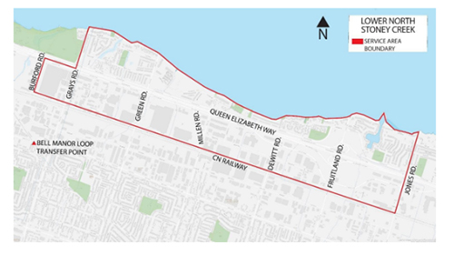 Trans-cab lower north stoney creek service map