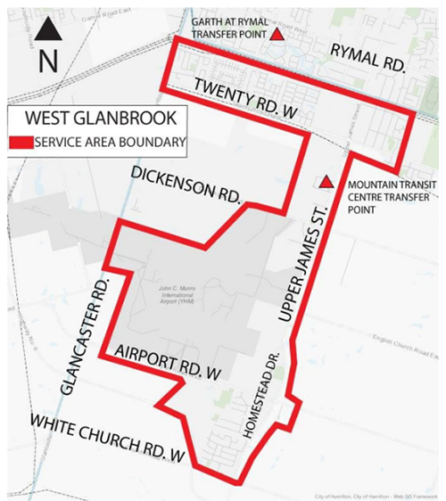 map of West Glanbrook service area