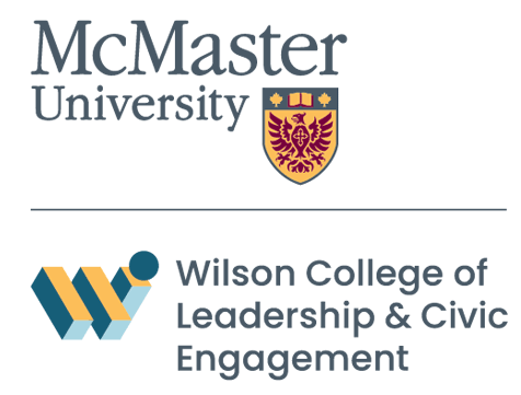 McMaster University logo stacked over top Wilson College of Leadership & Civic Engagement logo