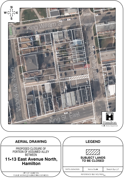 Aerial view drawing of 11-13 East Avenue North, Hamilton
