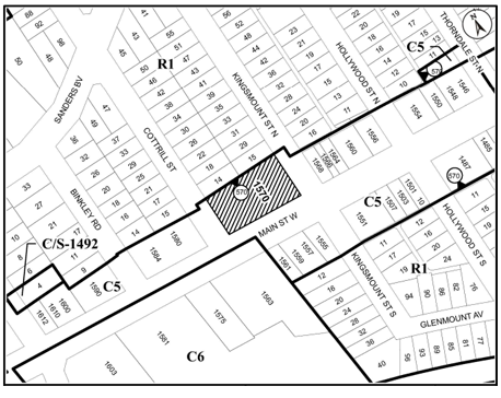 Map of subject property at 1570 Main Street West, Hamilton