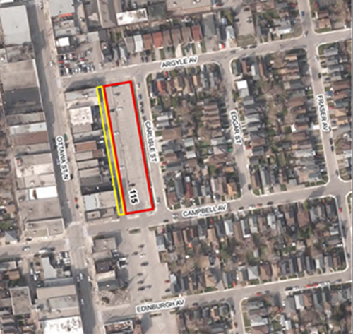 Aerial photo of 115 Campbell Street location map