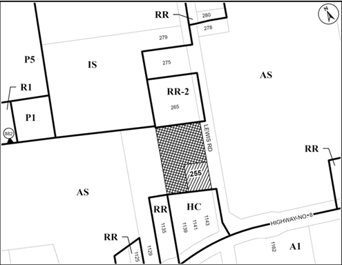 Study area map for 255 Lewis Road, Stoney Creek