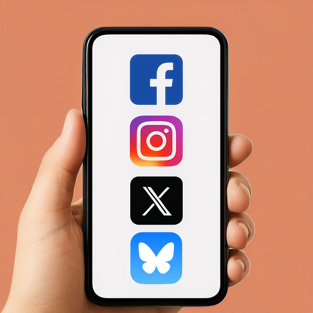 Smartphone with Social Media Icons
