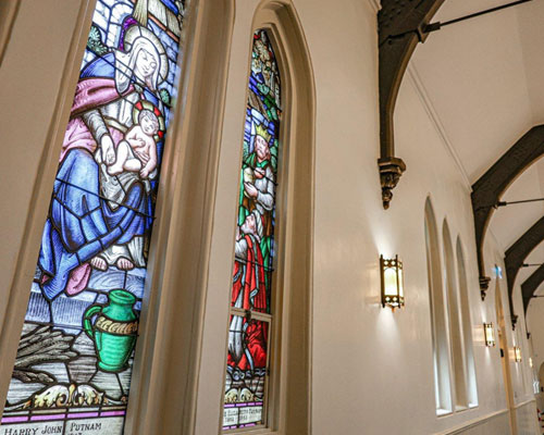 Stained-glass window at Magnolia Hall