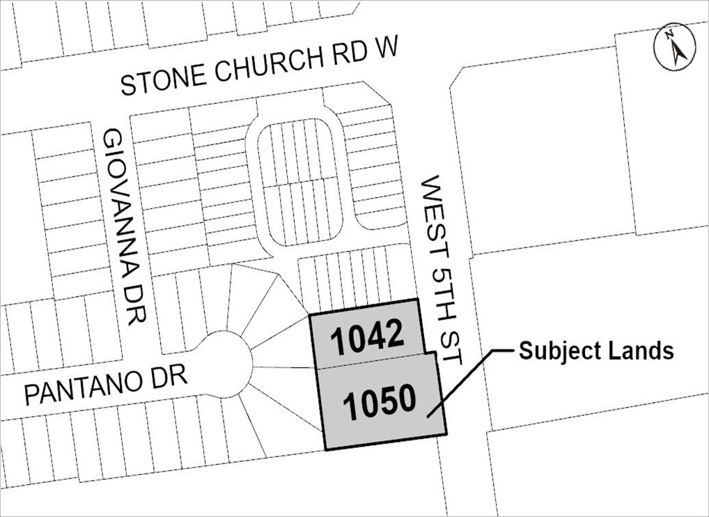Location map for 1042-1050 West 5th Road, Hamilton