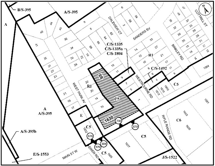 Location map for 1630 Main Street West & 69 Sanders Boulevard, Hamilton
