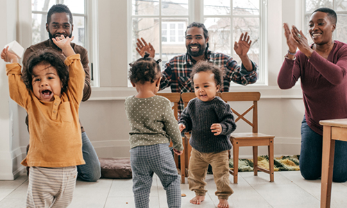 kids and parents playing