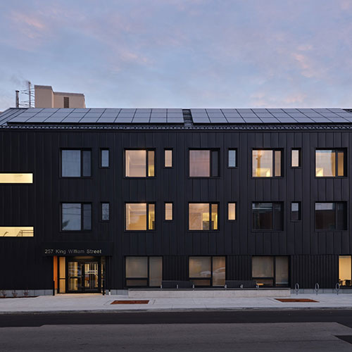 3 storey building that features 24 studio-style units, affordable and rent-geared to income.