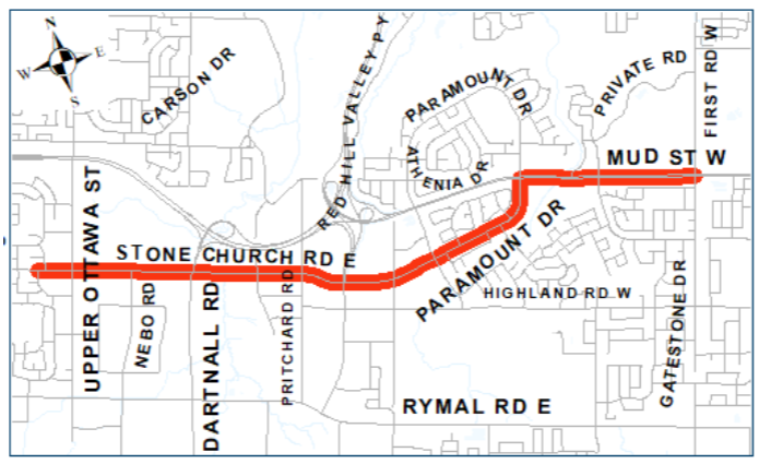 Map of project area along Stone Church Road