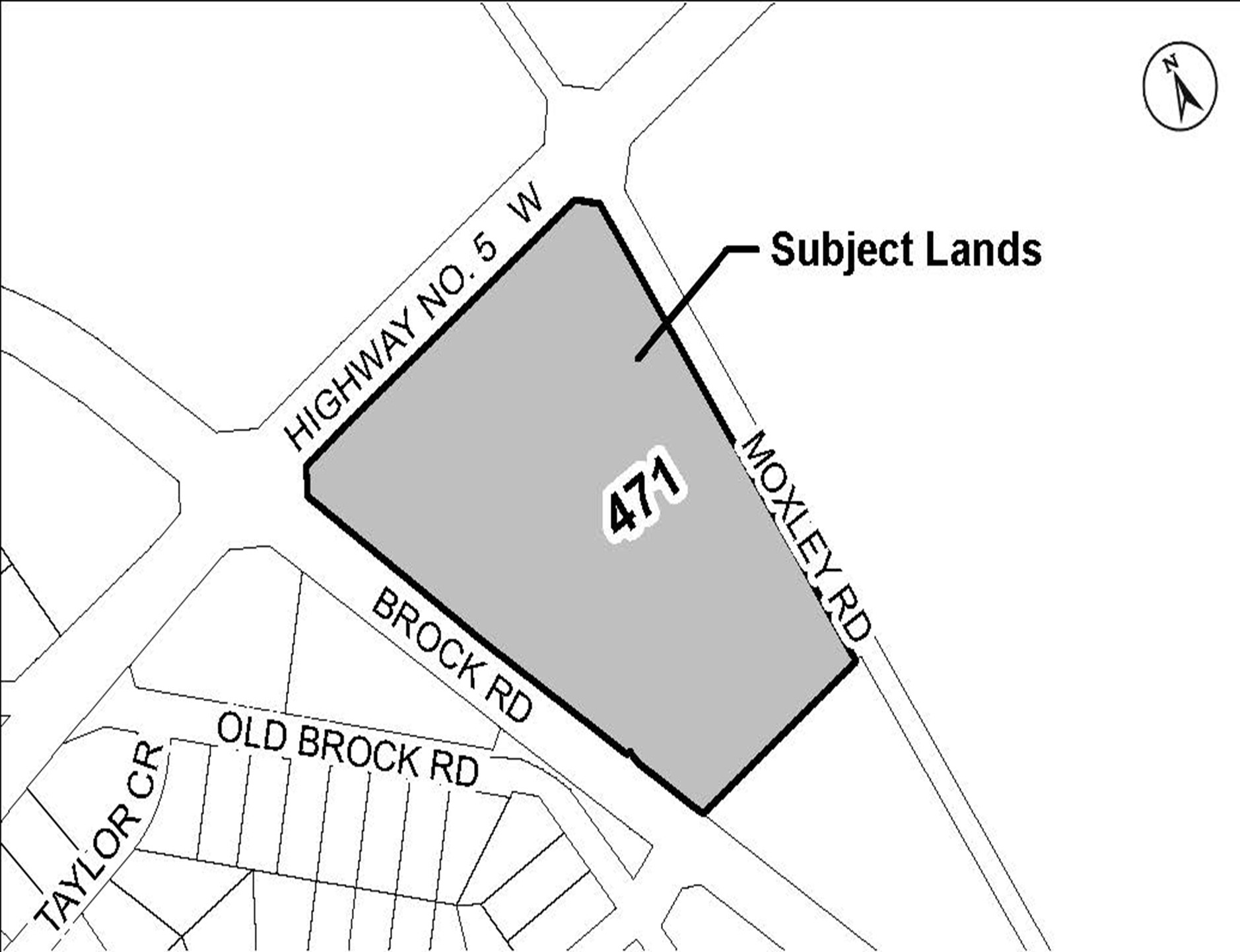 Study area map for 471 moxley road