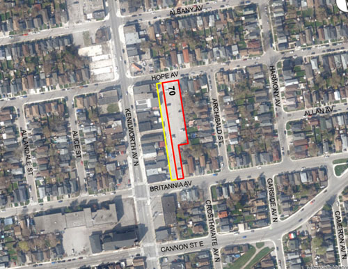 Outline of 70 hope street location on street map