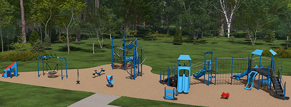 Rendering of new playground design for Dover Park playground.