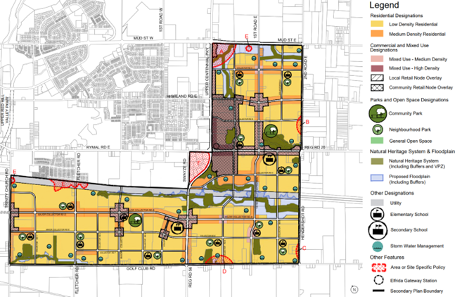 Landuse map of Elfrida Lands in Stoney Creek and Glanbrook