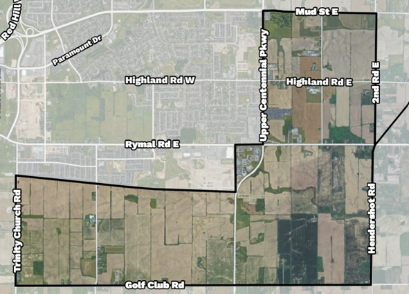 Location map for Elfrida Lands in Stoney Creek and Glanbrook
