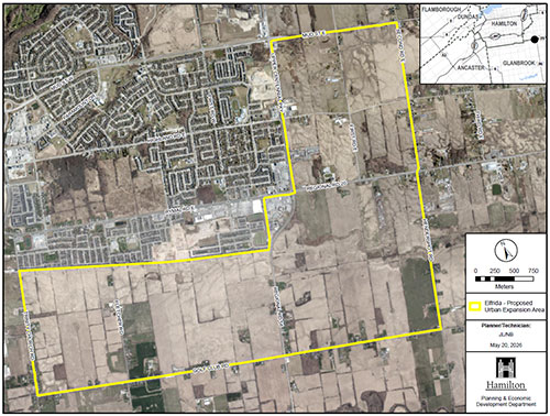 Location map of UBE Application for Elfrida Secondary Plan