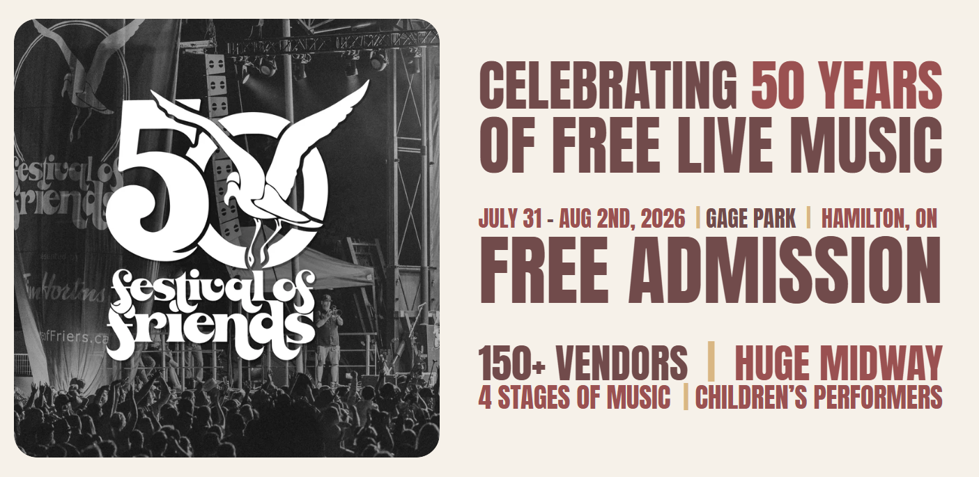 Celebrating 50 years of Festival of Friends, July 31 to August 2 at Gage Park. Free admission