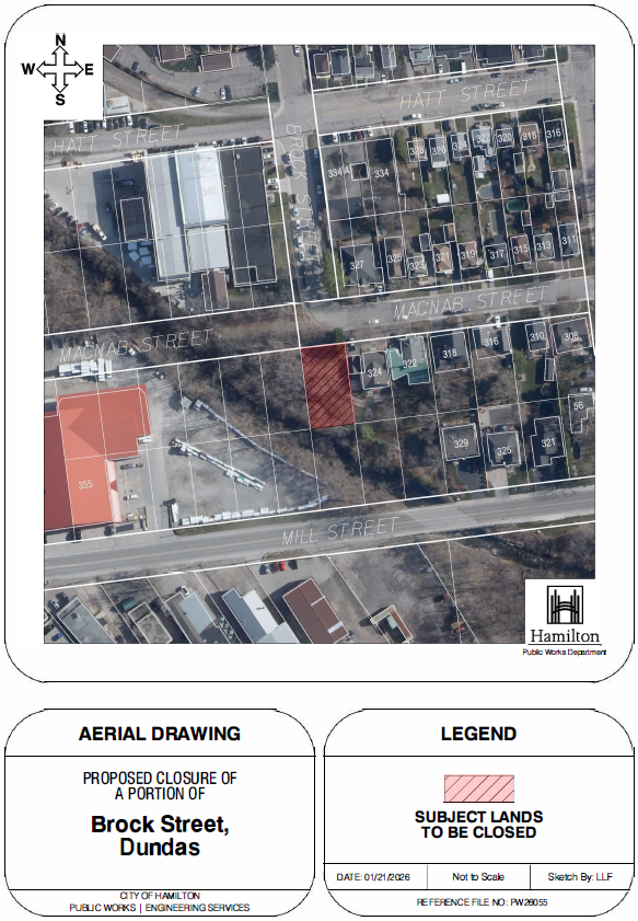 Aerial map of Brock Street, Dundas