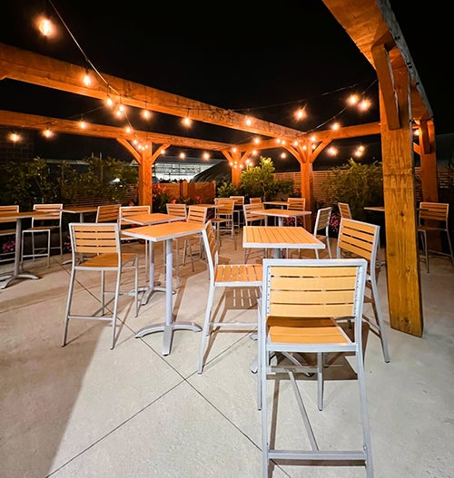 patio mat night with tables and chairs