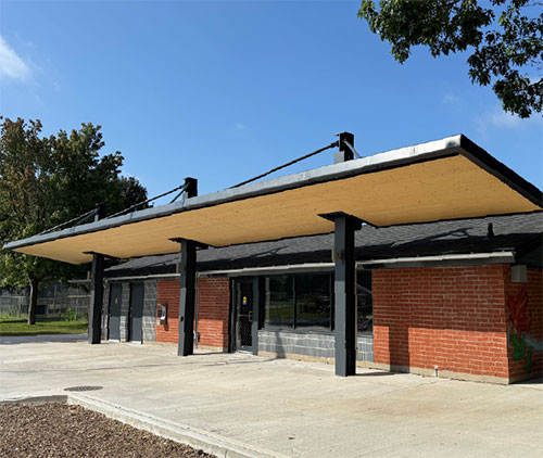 exterior of new Ainsley Wood Hub building