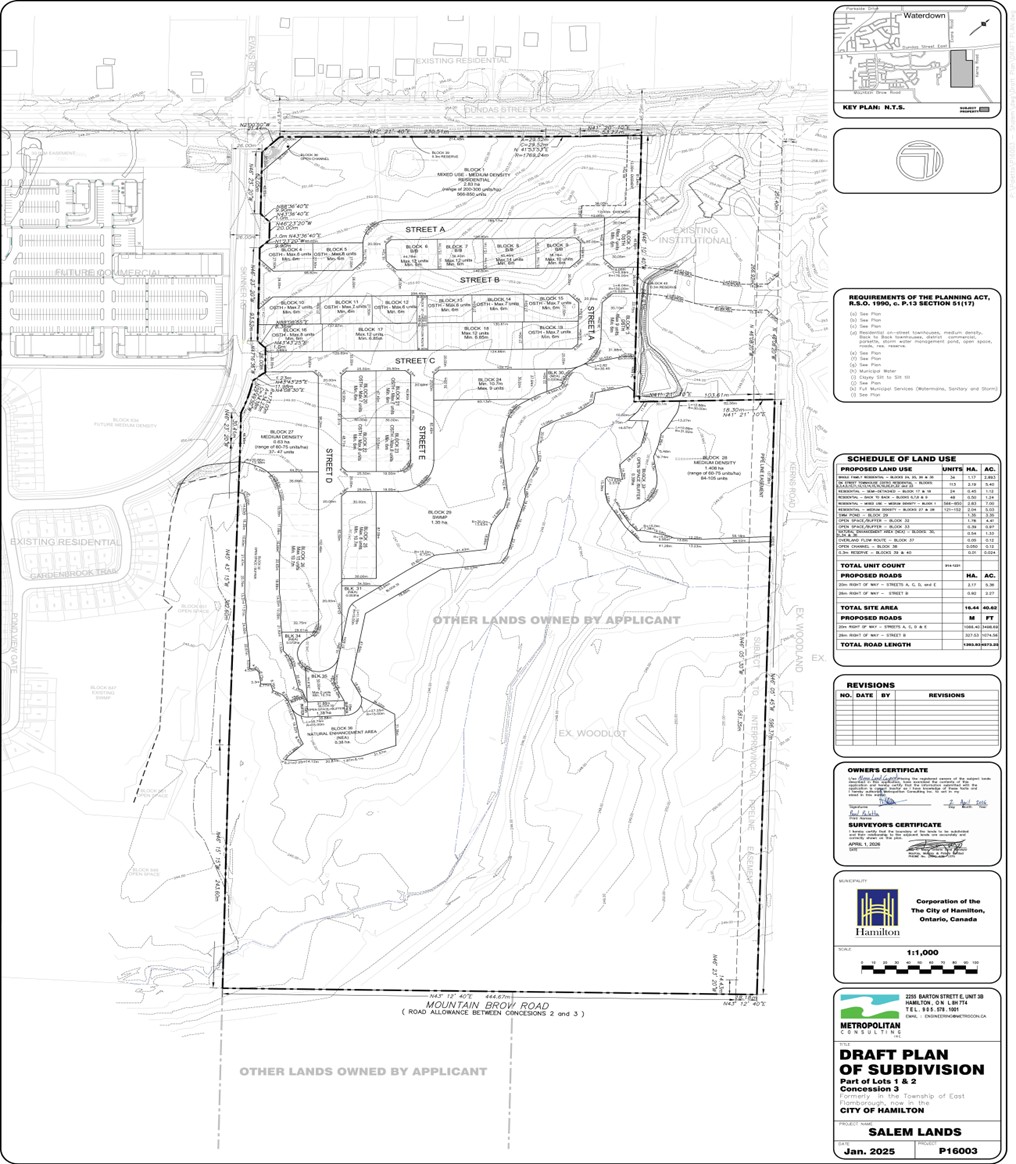 Draft Plan of Subdivision for 562 Dundas Street East, Flamborough