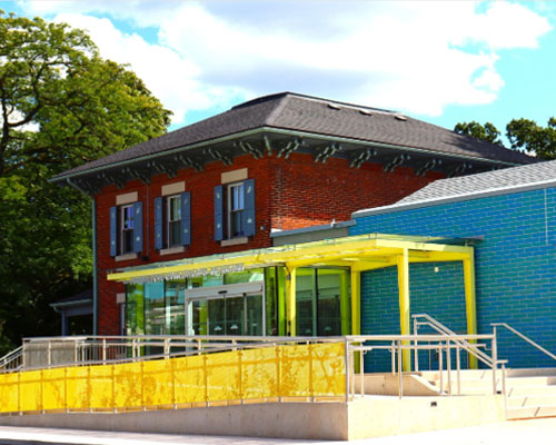 Wheelchair ramp entrance for Hamilton Children's Museum