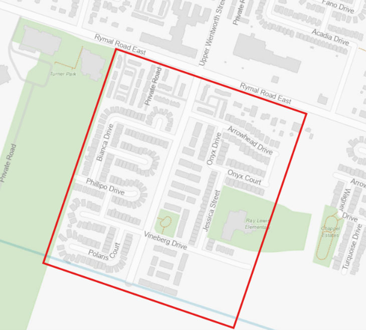 Map of affected properties on October 13, 2026