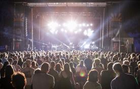 Sam Roberts Band on outdoor stage at night at Festival of Friends 2018