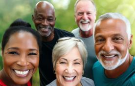 Group of 5 senior smiling