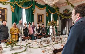 Group of visitors taking an ASL tour of Dundurn Castle 