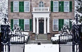 Exterior front view of Whitehern in winter