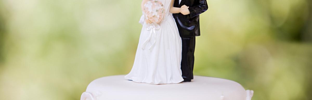 Bride and groom wedding cake topper