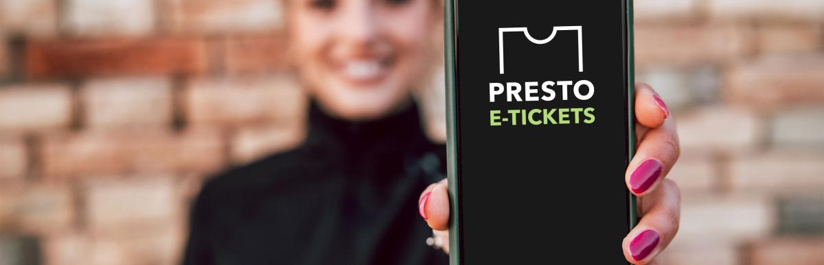 Person showing PRESTO E-Ticket on a phone