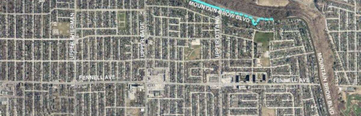 Aerial photograph of Concession St & Mountain Brow Blvd