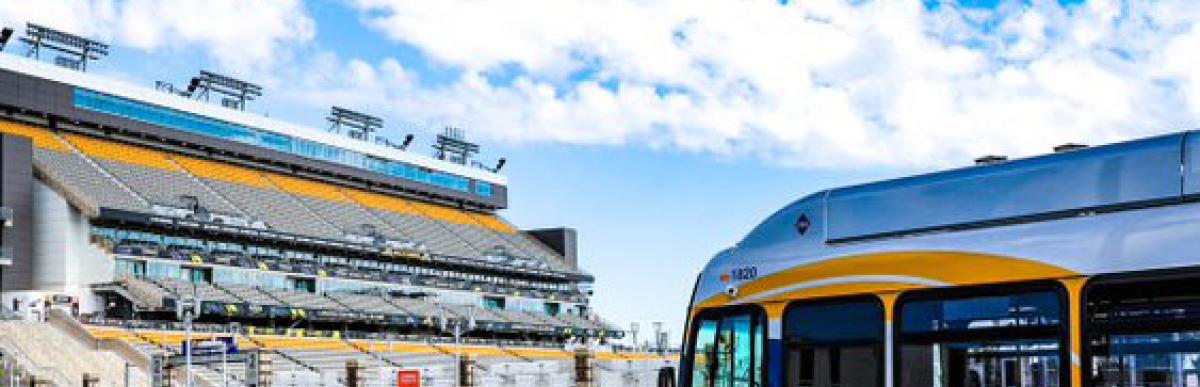 HSR bus driving past Tim Hortons Field