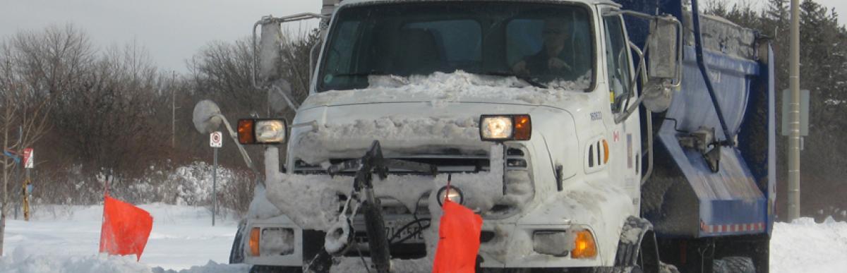 Snow plowing moving snow