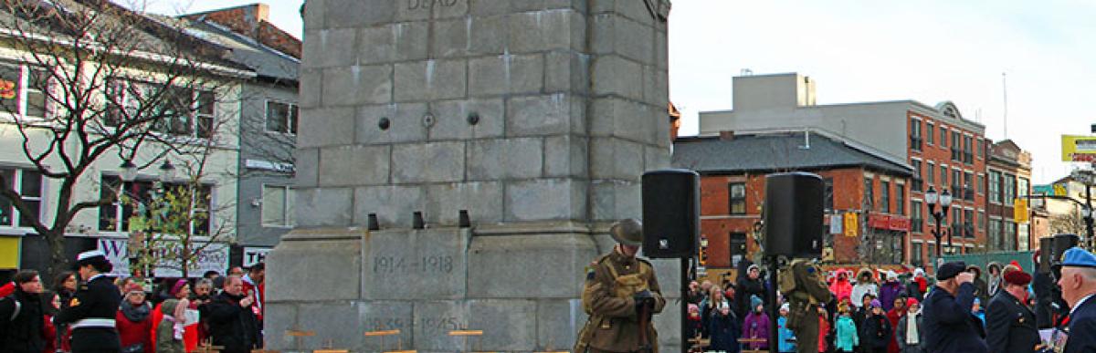 Remembrance Day Ceremony at Cenotaph in Hamilton