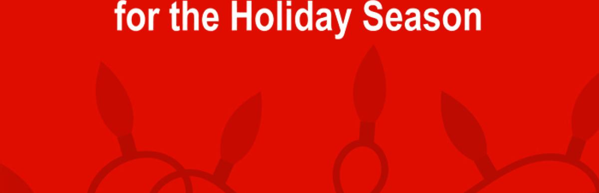 red background with text "Fire safety tips for the holiday season"