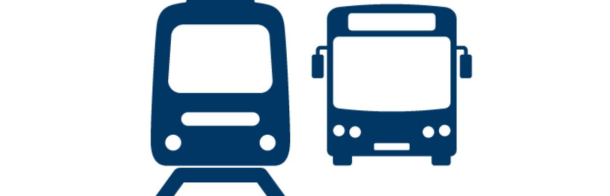 Illustrated icons of LRT and Bus